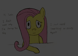 Size: 1444x1036 | Tagged: safe, fluttershy, g4, ask, depressedfluttershy, depression, female, solo, tumblr