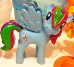 Size: 403x366 | Tagged: safe, rainbow dash, pegasus, pony, g4, female, figure, irl, mare, photo, ronbow dosh, solo, tomy, toy