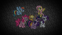 Size: 1920x1080 | Tagged: safe, artist:alca7raz, applejack, fluttershy, pinkie pie, rainbow dash, rarity, twilight sparkle, g4, mane six, typography, vector, wallpaper