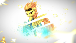 Size: 1920x1080 | Tagged: safe, artist:shadesofeverfree, spitfire, g4, cutie mark, female, goggles, solo, vector, wallpaper, wonderbolts uniform