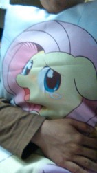 Size: 540x960 | Tagged: safe, fluttershy, human, g4, body pillow, cushion, hand, irl, irl human, photo, waifu