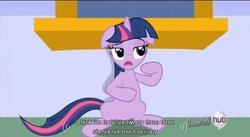 Size: 704x386 | Tagged: safe, screencap, twilight sparkle, g4, the crystal empire, female, hub logo, numbers, solo, youtube caption
