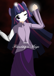 Size: 723x1024 | Tagged: safe, artist:an-m, twilight sparkle, human, g4, clothes, eared humanization, female, horn, horned humanization, humanized, long skirt, skirt, solo