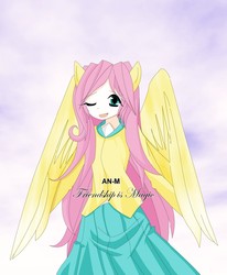 Size: 844x1024 | Tagged: safe, artist:an-m, fluttershy, human, g4, eared humanization, female, humanized, solo, winged humanization