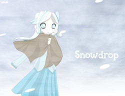 Size: 1024x788 | Tagged: safe, artist:an-m, oc, oc only, oc:snowdrop, human, eared humanization, humanized, snow, snowfall, solo