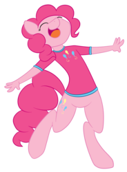 Size: 1400x1900 | Tagged: safe, artist:ikyukyu, pinkie pie, earth pony, anthro, g4, bottomless, clothes, female, shirt, simple background, solo, transparent background, vector