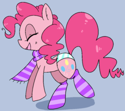 Size: 774x686 | Tagged: safe, artist:princesshiddeh, pinkie pie, g4, clothes, female, panties, scarf, socks, solo, striped socks, striped underwear, underwear