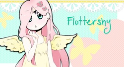 Size: 1105x599 | Tagged: safe, artist:cactusbunny, fluttershy, human, g4, female, humanized, solo, winged humanization