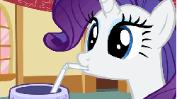 Size: 461x259 | Tagged: safe, screencap, rarity, pony, g4, party of one, season 1, animated, drink, drinking, female, gif, shrunken pupils, solo, straw