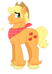 Size: 1228x1753 | Tagged: safe, artist:ordinarydraw, applejack, g4, applejack (male), bandana, rule 63, simple background, solo, straw, unshorn fetlocks