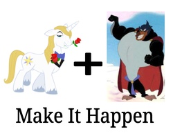 Size: 5000x4000 | Tagged: safe, prince blueblood, bird, emperor penguin, penguin, pony, unicorn, anthro, digitigrade anthro, g4, anatomically incorrect, anthro with ponies, don bluth, drake (the pebble and the penguin), exploitable meme, make it happen, meme, the pebble and the penguin