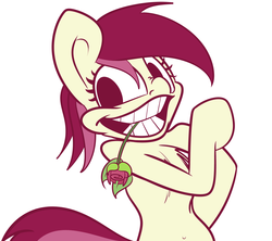 Size: 1124x997 | Tagged: safe, artist:extradan, roseluck, earth pony, semi-anthro, g4, female, flower in mouth, rose, rose in mouth, simple background, solo, white background