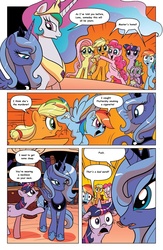 Size: 1040x1600 | Tagged: safe, edit, idw, applejack, fluttershy, pinkie pie, princess celestia, princess luna, rainbow dash, spike, twilight sparkle, g4, spoiler:comic, s1 luna