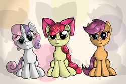 Size: 3000x2000 | Tagged: safe, artist:malamol, apple bloom, scootaloo, sweetie belle, g4, cutie mark crusaders