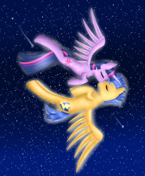 Size: 700x850 | Tagged: safe, artist:tharkan, flash sentry, twilight sparkle, alicorn, pegasus, pony, g4, duo, female, kiss on the lips, kissing, male, mare, ship:flashlight, stallion, straight, twilight sparkle (alicorn)