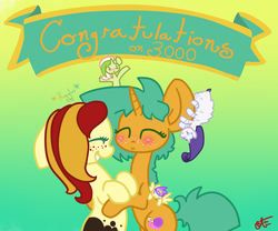 Size: 1200x1000 | Tagged: safe, artist:otterlore, rarity, snails, oc, monster pony, original species, spider, spiderpony, g4, banner, congratulation, cute, ear, followers, freckles, glitter shell, species swap