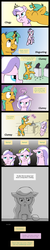 Size: 582x2902 | Tagged: safe, artist:haretrinity, diamond tiara, snails, g4, clumsy, comic, shipping