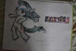 Size: 960x640 | Tagged: safe, artist:catlion3, rarity, g4, female, sketchbook, solo, traditional art