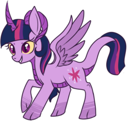 Size: 377x359 | Tagged: safe, artist:lulubell, twilight sparkle, classical unicorn, dracony, g4, female, horn, leonine tail, simple background, solo, species swap, transparent background, wings