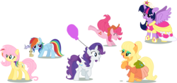 Size: 1500x706 | Tagged: safe, artist:schnuffitrunks, applejack, fluttershy, pinkie pie, rainbow dash, rarity, twilight sparkle, alicorn, pony, g4, magical mystery cure, alternate hairstyle, big crown thingy, country pie, element of magic, female, jewelry, mare, personality swap, pinkity, role reversal, simple background, swapped cutie marks, tiara, transparent background, twilight sparkle (alicorn), vector