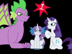 Size: 800x600 | Tagged: safe, artist:15madycat, rarity, spike, oc, oc:gem, dracony, hybrid, g4, asksparityfamily, black background, female, interspecies offspring, male, my little pony genesis, offspring, parent:rarity, parent:spike, parents:sparity, ship:sparity, shipping, simple background, straight, tumblr