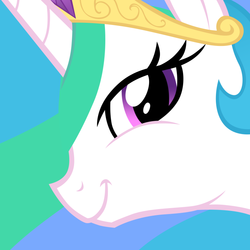 Size: 800x800 | Tagged: safe, edit, princess celestia, g4, :t, close-up, face, female, looking at you, smiling, solo, twiface