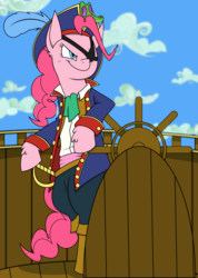Size: 1600x2250 | Tagged: safe, artist:thedeseasedcow, gummy, pinkie pie, g4, eyepatch, pirate