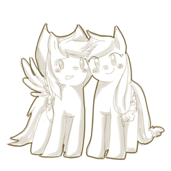 Size: 800x800 | Tagged: safe, artist:sion, applejack, rainbow dash, g4, female, lesbian, monochrome, ship:appledash, shipping