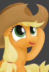 Size: 1280x1880 | Tagged: safe, artist:symbianl, applejack, earth pony, pony, g4, applejack's hat, cowboy hat, female, filly, filly applejack, freckles, hat, solo, younger