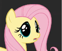 Size: 396x329 | Tagged: safe, artist:mixermike622, fluttershy, pegasus, pony, pink fluffy unicorns dancing on rainbows, g4, animated, black background, brain dead, bust, dilated pupils, drool, eye shimmer, female, gif, mare, portrait, simple background, solo, thousand yard stare, youtube link