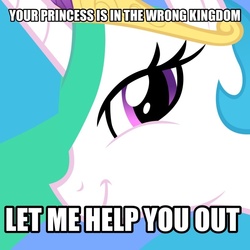 Size: 800x800 | Tagged: safe, princess celestia, g4, image macro, twiface, wrong neighborhood