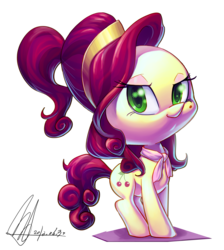 Size: 3301x3680 | Tagged: safe, artist:jggjqm522, cherry jubilee, earth pony, pony, g4, chibi, female, mare, simple background, solo, transparent background