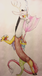 Size: 373x669 | Tagged: safe, artist:pechenyuha, discord, g4, male, solo, traditional art