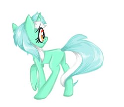 Size: 604x521 | Tagged: safe, artist:pechenyuha, lyra heartstrings, pony, unicorn, g4, blank flank, female, mare, simple background, solo, white background