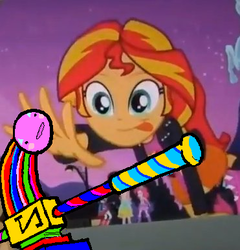 Size: 371x386 | Tagged: safe, edit, edited screencap, screencap, fluttershy, pinkie pie, rainbow dash, sunset shimmer, equestria girls, g4, my little pony equestria girls, homestuck, meme, solo focus, sunset shimmer reaching for things, tongue out, warhammer of zillyhoo