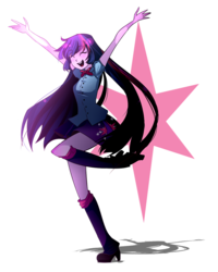 Size: 1024x1280 | Tagged: dead source, safe, artist:skaiah, twilight sparkle, equestria girls, g4, cutie mark background, female, simple background, solo, transparent background