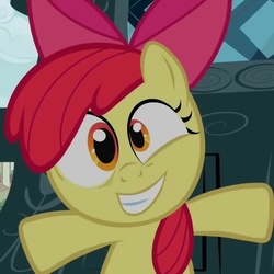Size: 641x640 | Tagged: safe, edit, edited screencap, screencap, apple bloom, bridle gossip, g4, cropped, female, inverted mouth, rapeface, solo