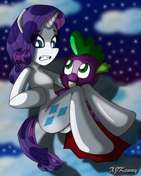 Size: 550x686 | Tagged: safe, artist:xjkenny, rarity, spike, semi-anthro, g4, female, lois lane, male, man of steel, ship:sparity, shipping, straight, superman