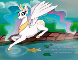 Size: 1280x989 | Tagged: safe, artist:neysanight, princess celestia, fish, g4, female, solo