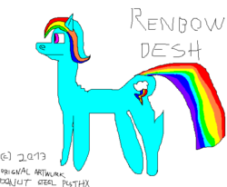 Size: 512x422 | Tagged: safe, rainbow dash, pony, g4, 1000 hours in ms paint, do not steal, female, mare, ms paint, solo, stylistic suck, tail, wat, wingless