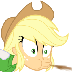 Size: 500x500 | Tagged: safe, artist:serendipony, applejack, equestria girls, g4, my little pony equestria girls, female, simple background, solo, spit, spit take, spitting, transparent background