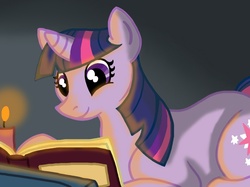 Size: 950x710 | Tagged: safe, artist:woofstep, twilight sparkle, g4, book, candle, candlelight, female, reading, solo