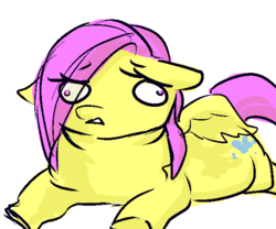 Size: 600x500 | Tagged: safe, artist:catfox, fluttershy, g4, fat, female, solo