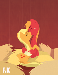 Size: 1481x1909 | Tagged: safe, artist:fluttershythekind, applejack, big macintosh, earth pony, pony, g4, applecest, barn, brother and sister, duo, female, incest, kiss on the lips, kissing, male, mare, ship:applemac, shipping, siblings, stallion, straight