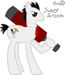 Size: 3241x3754 | Tagged: safe, artist:rainboomrunner, earth pony, pony, baseball bat, batzooka, junior xiong, male, monty oum, ponified, rocket launcher, rooster teeth, rwby, simple background, solo, stallion, transparent background