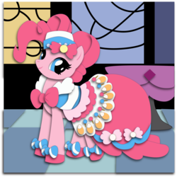 Size: 1867x1865 | Tagged: safe, artist:the-paper-pony, pinkie pie, g4, clothes, dress, female, gala dress, solo