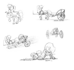 Size: 1100x1042 | Tagged: safe, artist:baron engel, oc, oc only, oc:carousel, earth pony, pony, breeching, gardening, grayscale, monochrome, pencil drawing, plow, traditional art