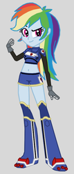 Size: 324x756 | Tagged: safe, artist:death-driver-5000, rainbow dash, equestria girls, g4, armor, belly button, clothes, eqg promo pose set, female, gloves, mario strikers charged, midriff, parody, shoes, shorts, solo, super mario strikers