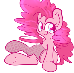 Size: 1004x987 | Tagged: safe, artist:extradan, pinkie pie, g4, female, fishnet stockings, solo, underhoof