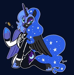 Size: 650x660 | Tagged: safe, artist:kiguren, nightmare moon, princess luna, g4, batman, crossover, duality, female, parody, s1 luna, solo, two-face